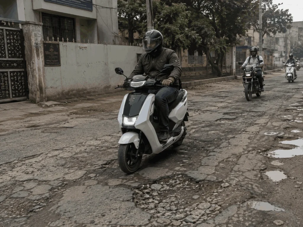 Image showing testing electric scooter on pakistan road