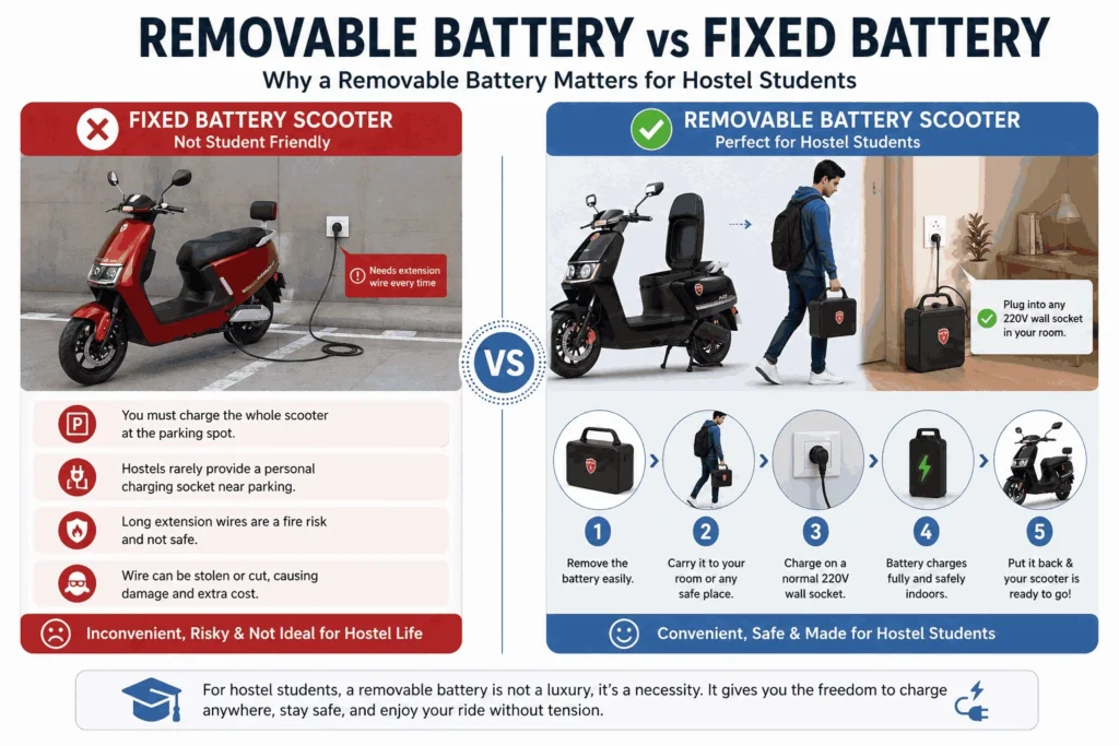 image showing Why a Removable Battery Matters for an EV Scooter for students